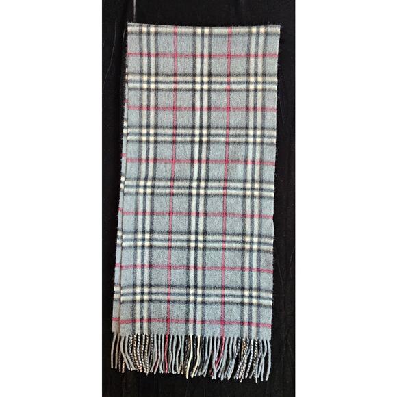 BURBERRYs of London 100% Cashmere Scarf Shawl Nova Check Light Grey - Picture 9 of 10